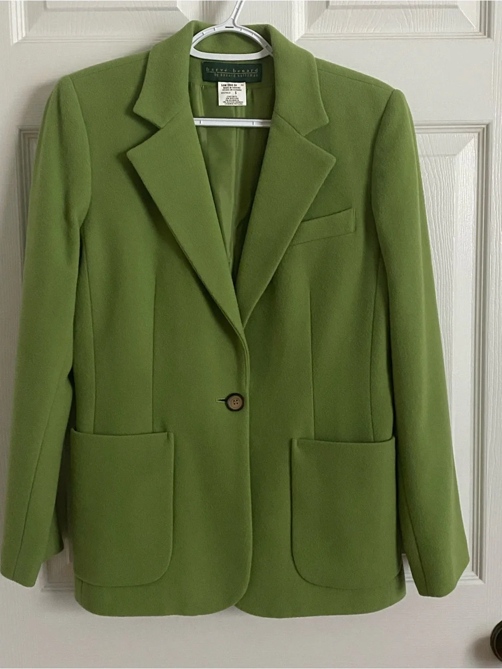 Harvé Benard by Benard Holtzman Lime Green Wool-Cashmere Blend Blazer – Size 6